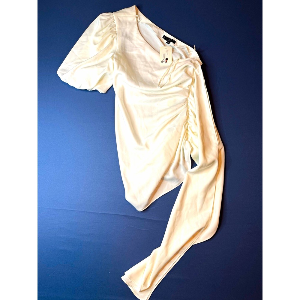 POSH COUTURE Women's White One-Shoulder Draped Stretch Jumpsuit S 10070